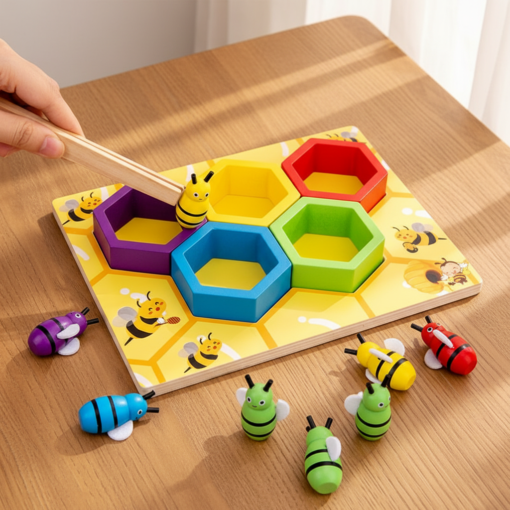 Bijenklem op houten tafel