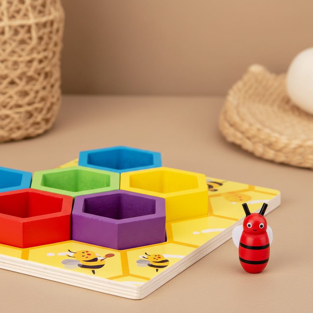 Premium close-up bijenklem met aardse achtergrond